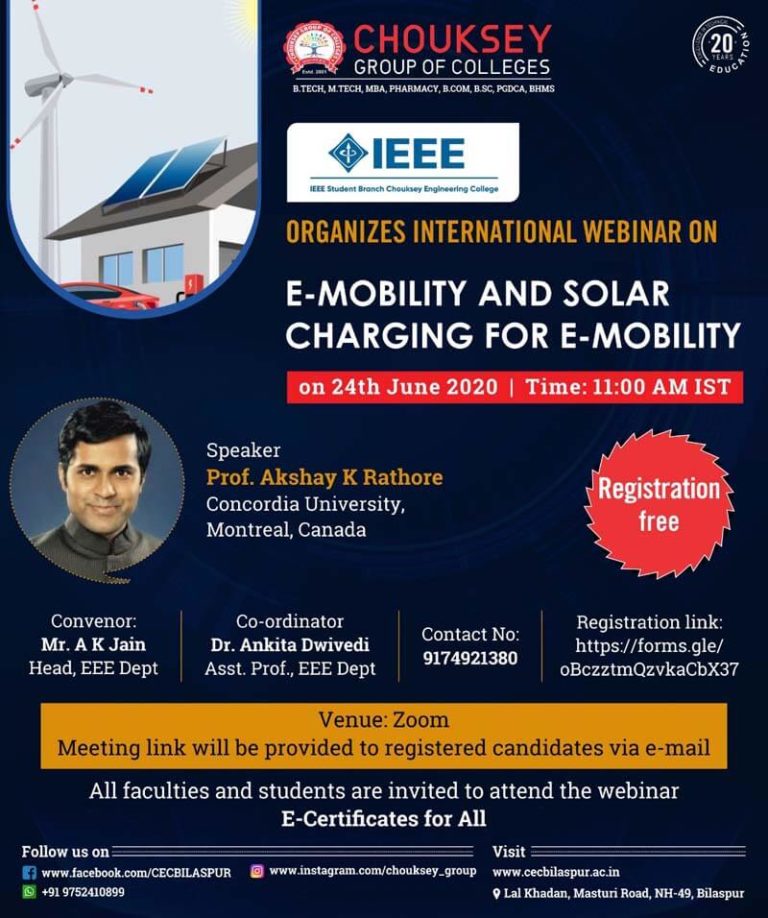 Organizes International Webinar on E-Mobility and Solar Charging for E-Mobility