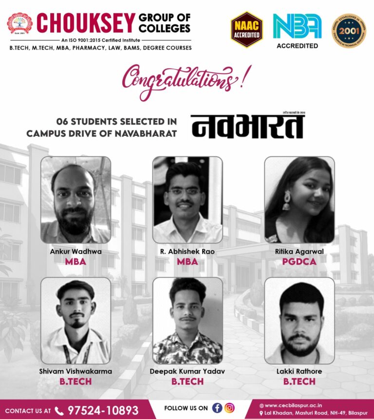 6 Students Placed in Navabharat Campus Drive