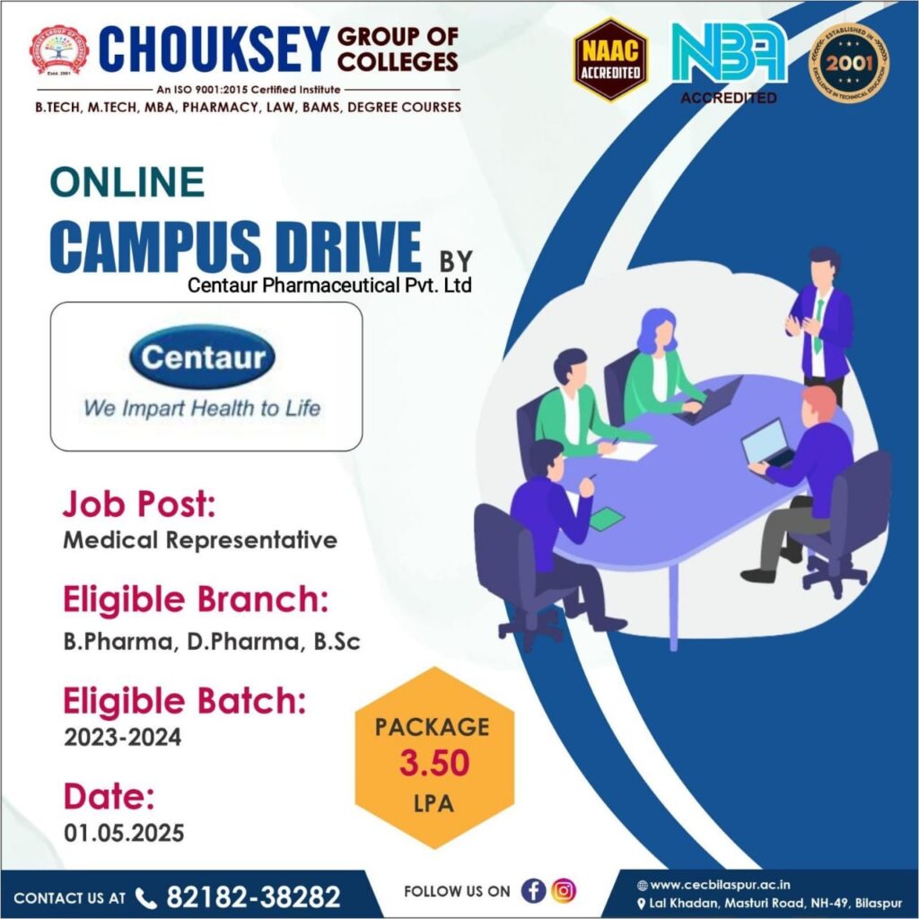 Online Campus Drive by Centaur Pharmaceutical Pvt Ltd