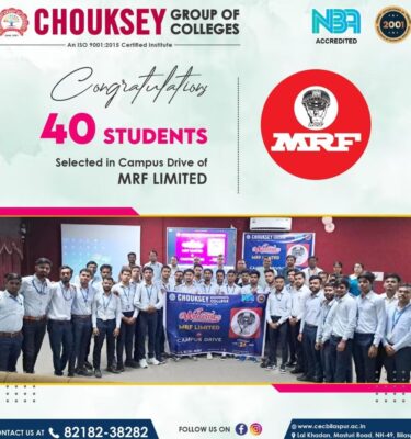 40 Students Placed in MRF Limited – A Proud Moment for Chouksey Group of Colleges