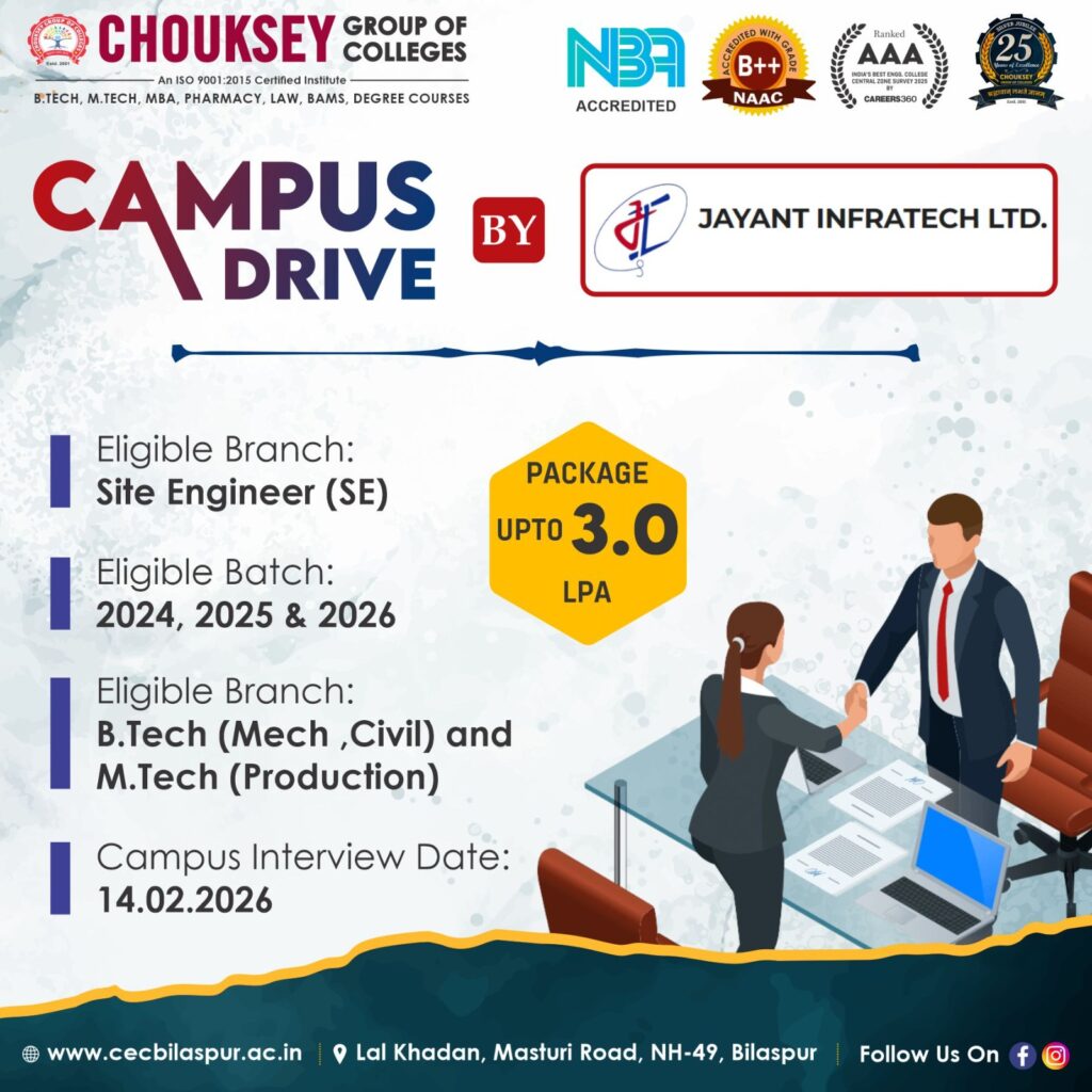 Campus Placement Drive by JAYANT INFRATECH LTD