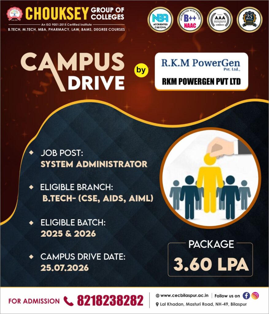 Campus Drive for B.Tech (CSE, AIDS, AIML)