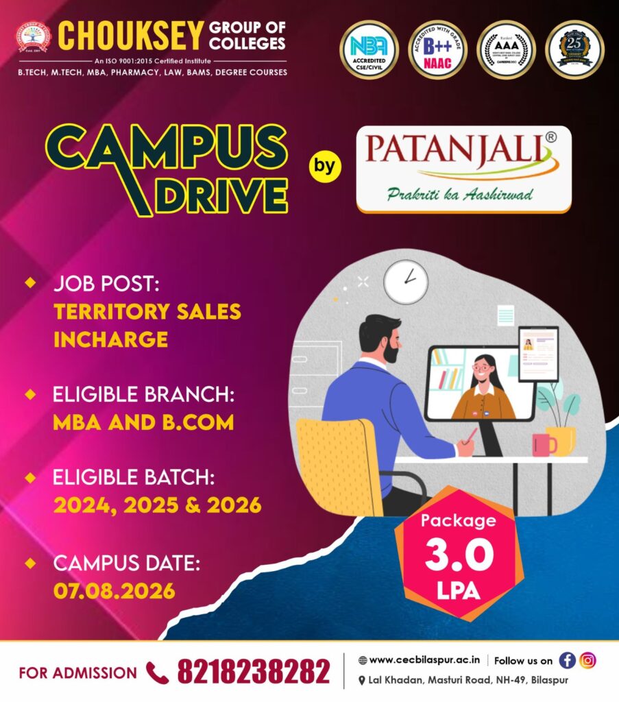 Campus Drive By Patanjali For MBA and B.Com